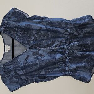 Liz Claiborne Denim Blue Patterned Blouse